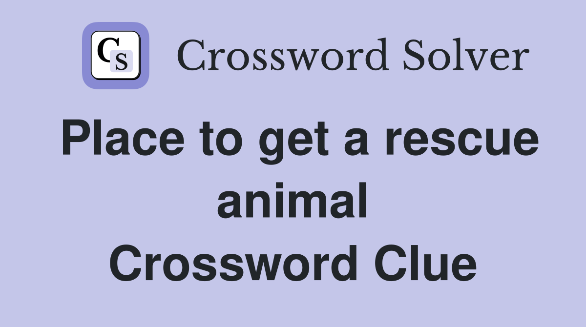 Place to get a rescue animal Crossword Clue