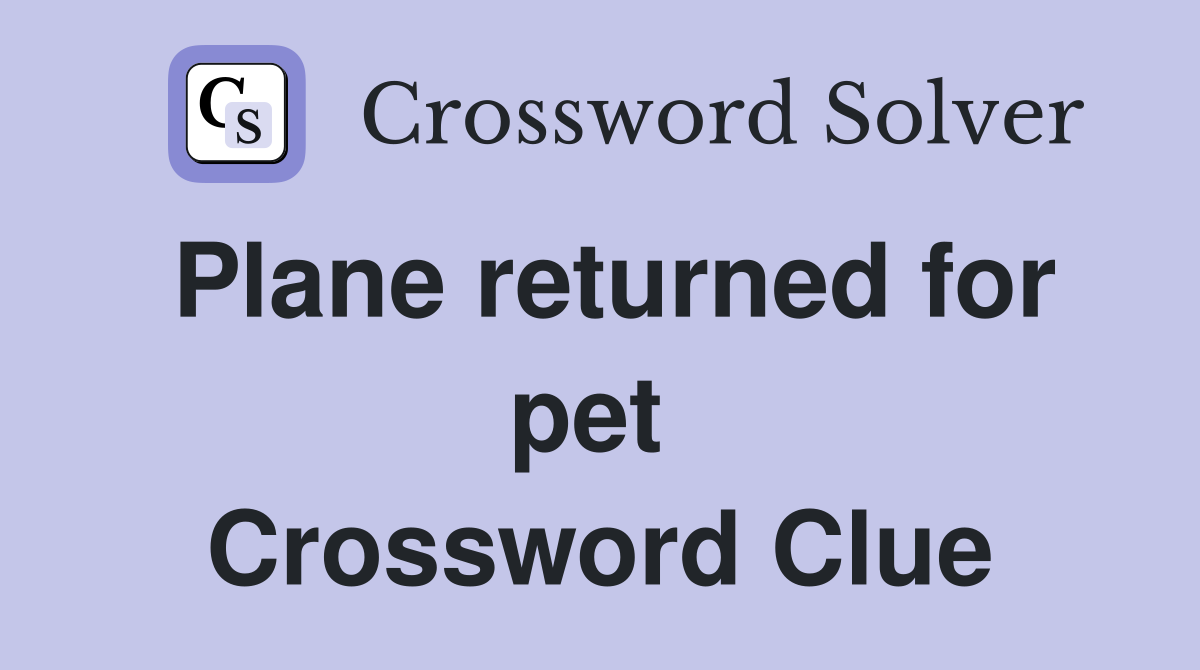 Plane returned for pet  Crossword Clue