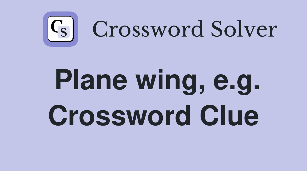 Plane wing, e.g. Crossword Clue