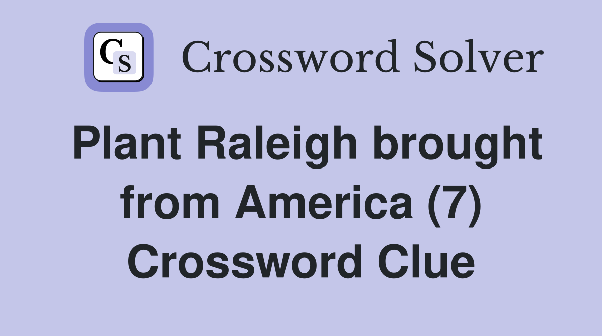 Plant Raleigh brought from America (7) Crossword Clue