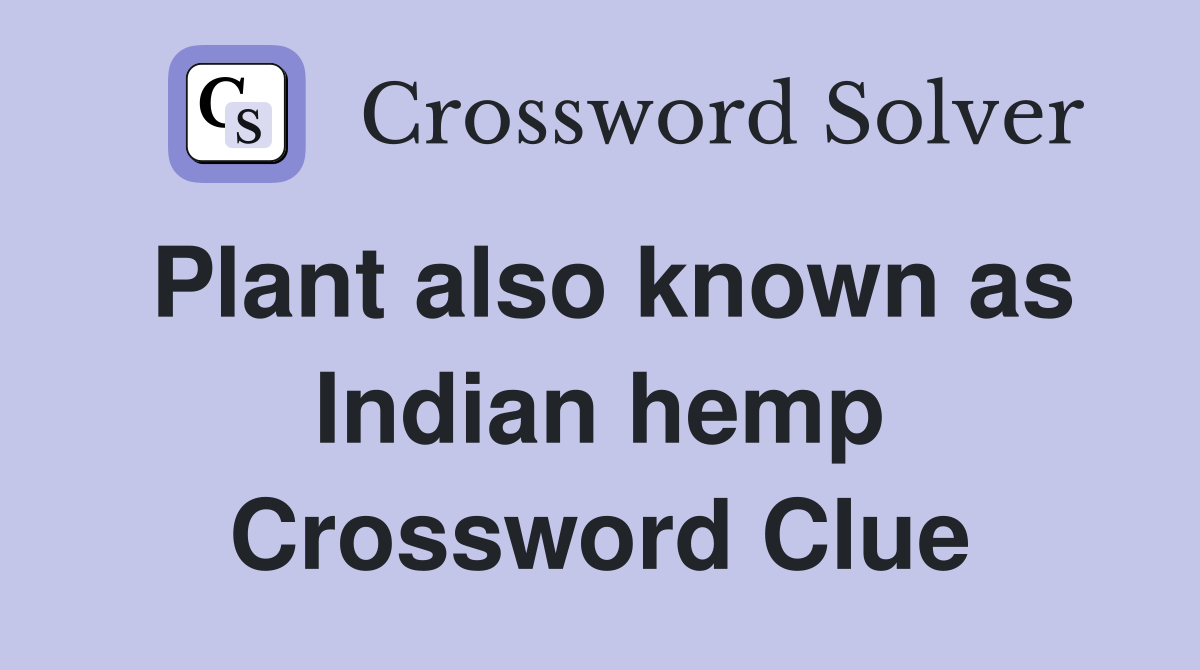 Plant also known as Indian hemp Crossword Clue