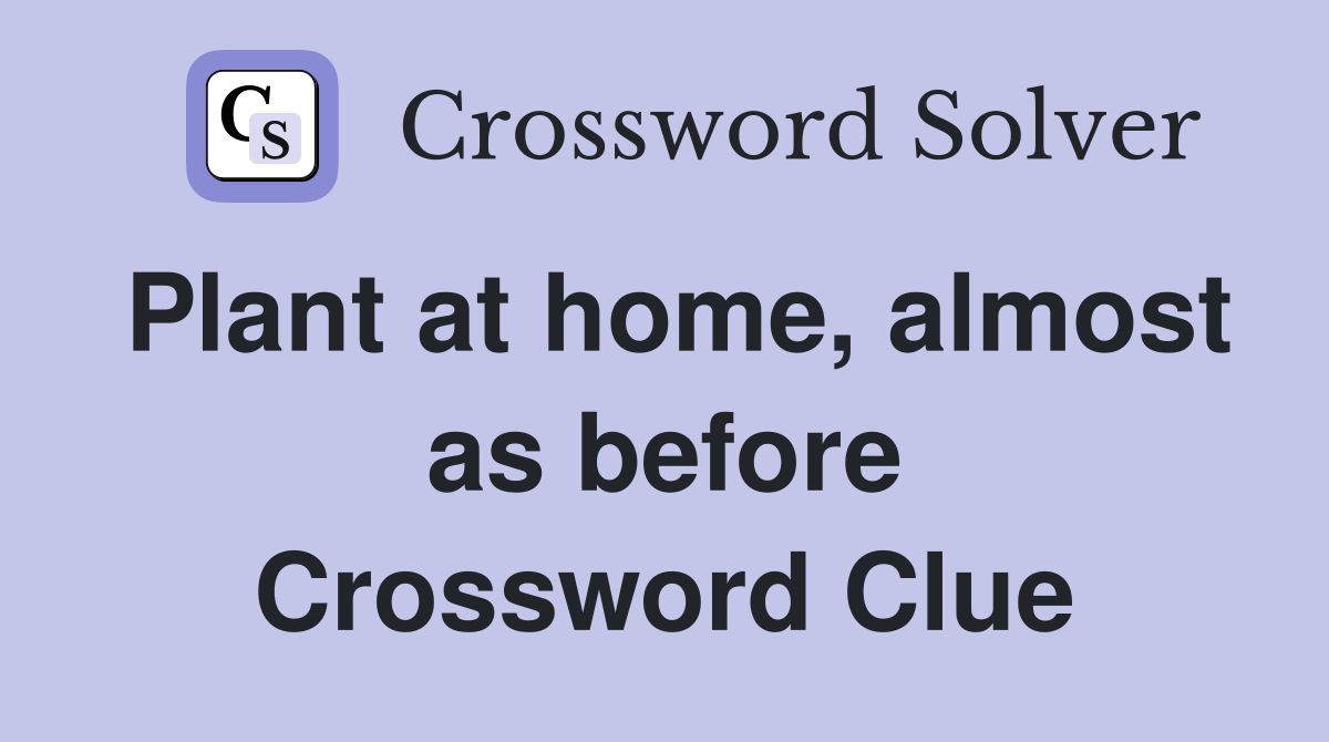 Plant at home, almost as before Crossword Clue