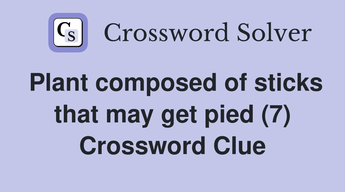 Plant composed of sticks that may get pied (7) Crossword Clue