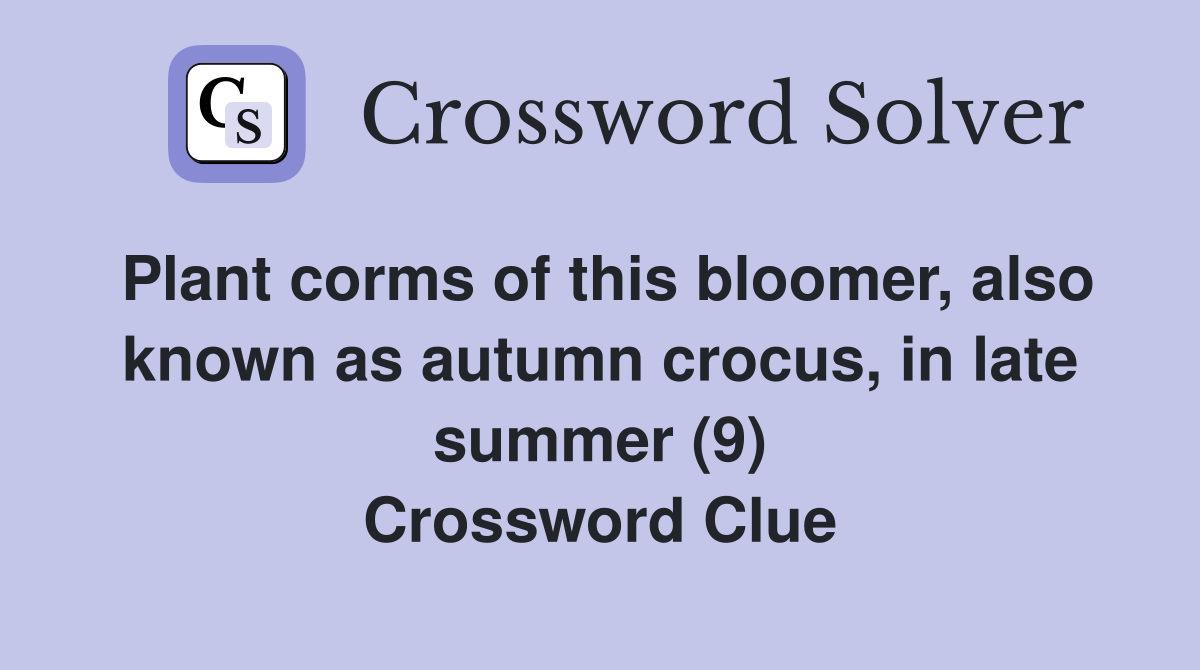 Plant corms of this bloomer, also known as autumn crocus, in late summer (9) Crossword Clue