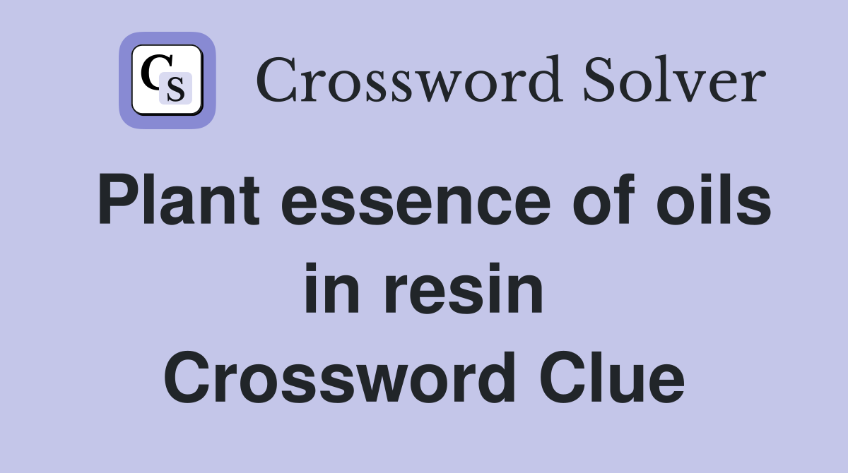 Plant essence of oils in resin Crossword Clue