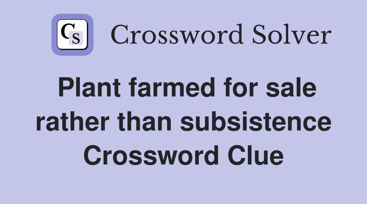 Plant farmed for sale rather than subsistence Crossword Clue
