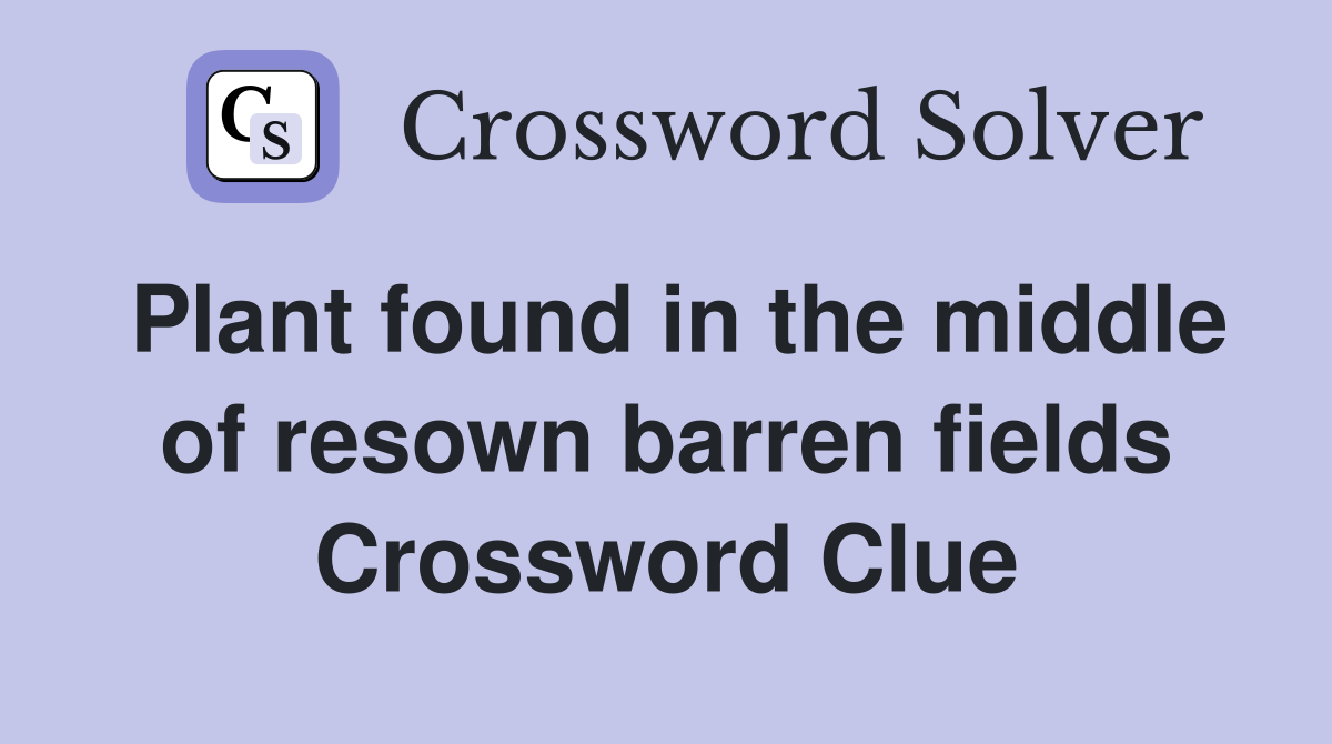 Plant found in the middle of resown barren fields Crossword Clue