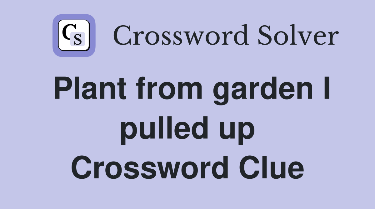 Plant from garden I pulled up Crossword Clue