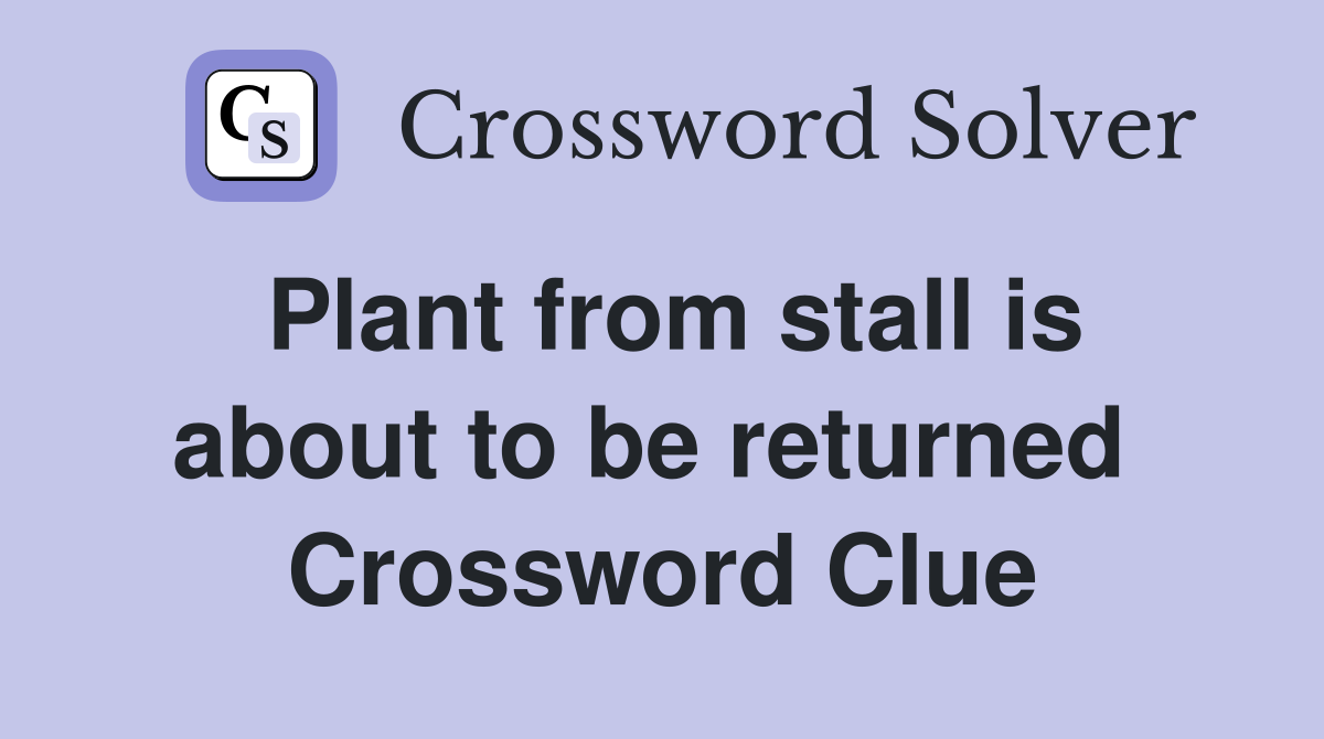 Plant from stall is about to be returned  Crossword Clue