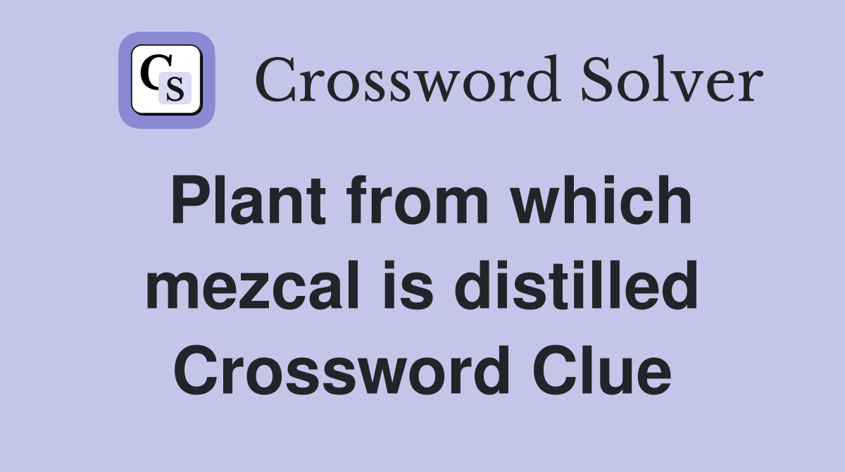 Plant from which mezcal is distilled Crossword Clue