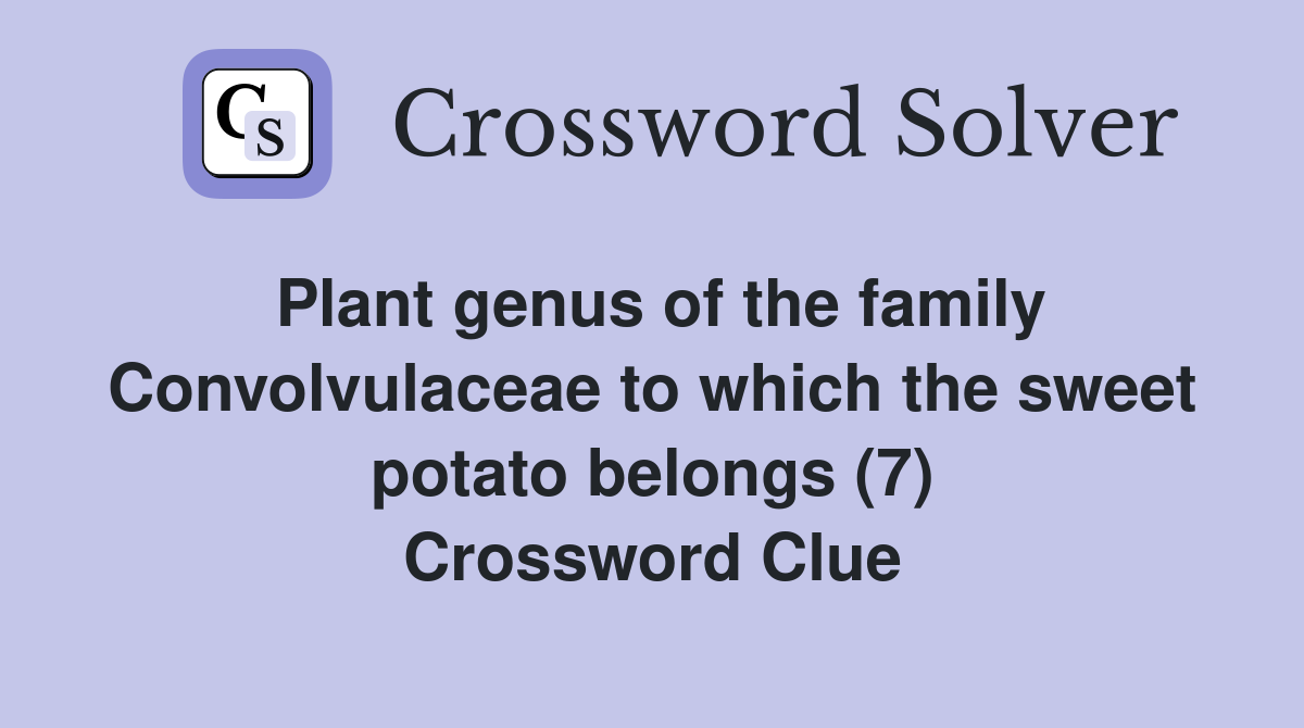 Plant genus of the family Convolvulaceae to which the sweet potato belongs (7) Crossword Clue