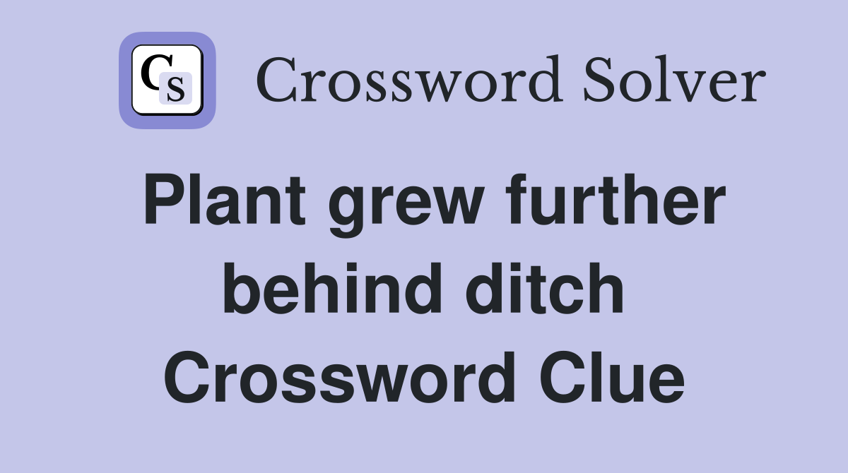 Plant grew further behind ditch Crossword Clue