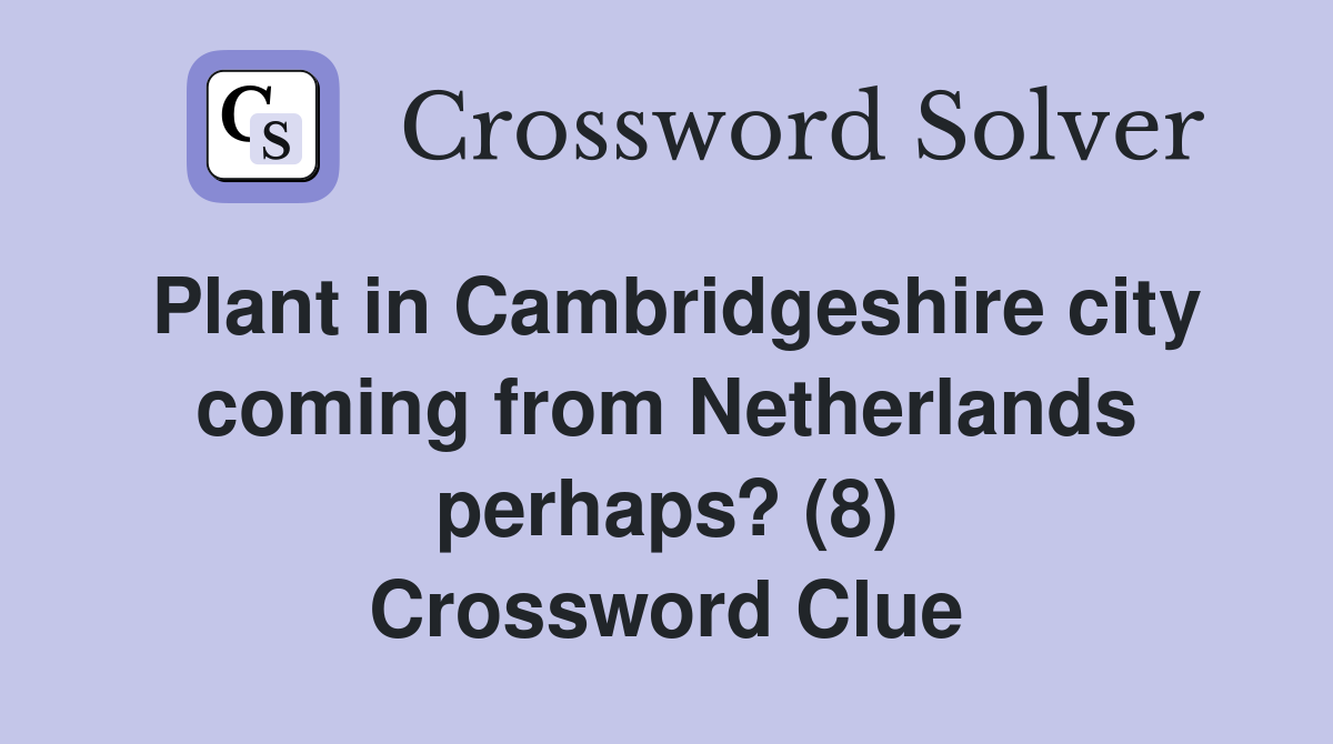 Plant in Cambridgeshire city coming from Netherlands perhaps? (8) Crossword Clue