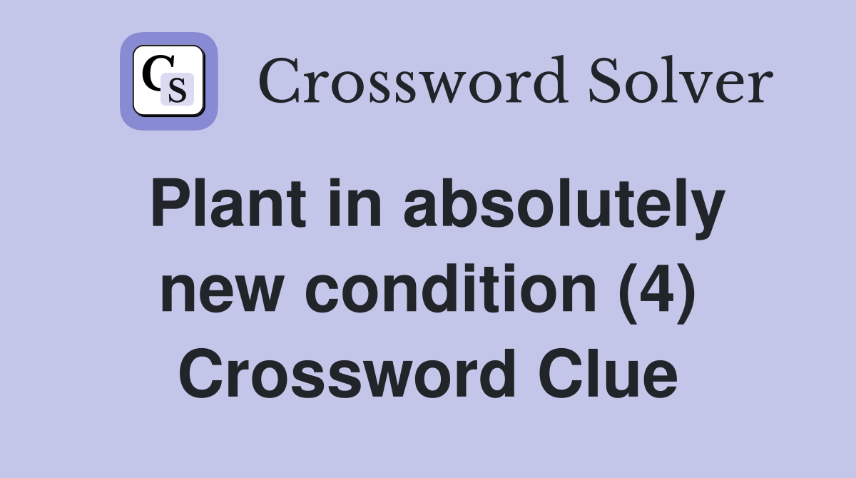 Plant in absolutely new condition (4) Crossword Clue