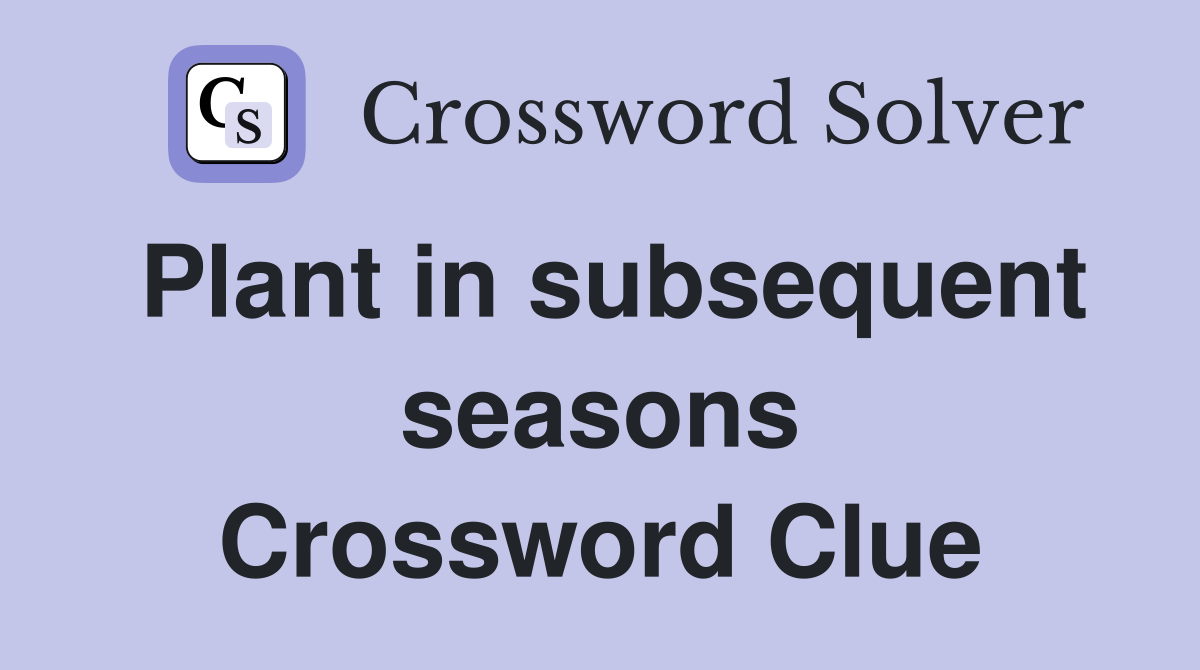 Plant in subsequent seasons Crossword Clue