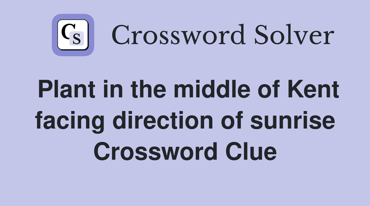 Plant in the middle of Kent facing direction of sunrise Crossword Clue