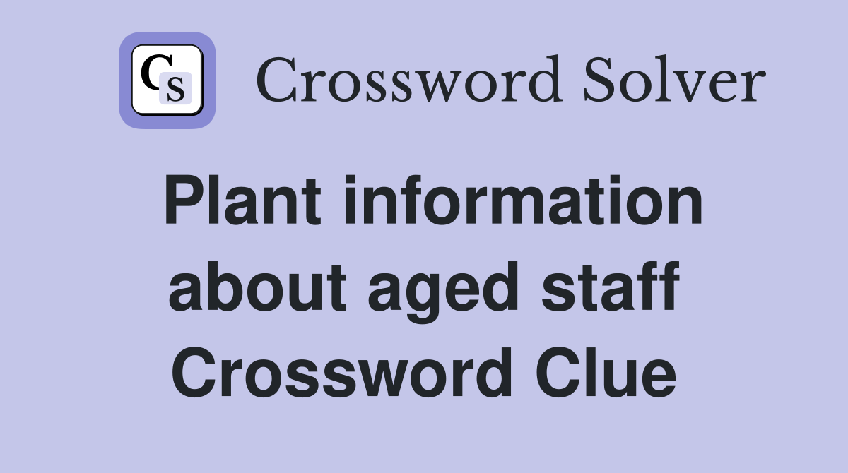 Plant information about aged staff Crossword Clue