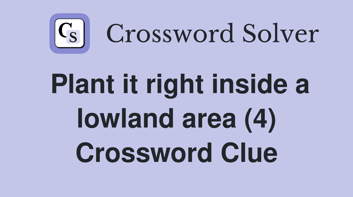 Plant it right inside a lowland area (4) Crossword Clue