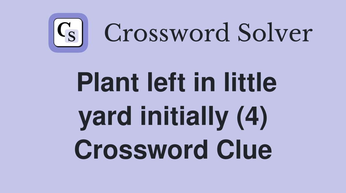Plant left in little yard initially (4) Crossword Clue