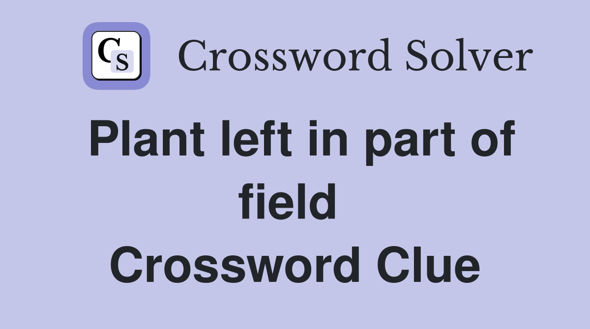 Plant left in part of field  Crossword Clue
