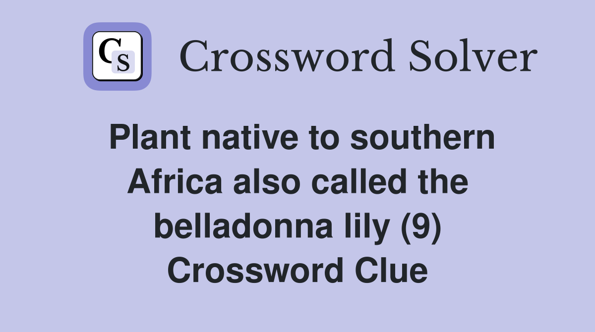 Plant native to southern Africa also called the belladonna lily (9) Crossword Clue