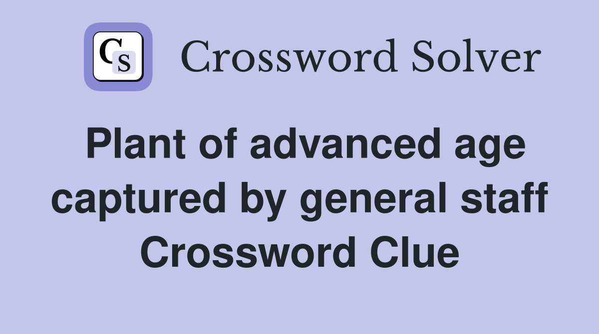 Plant of advanced age captured by general staff Crossword Clue