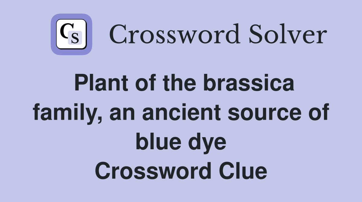 Plant of the brassica family, an ancient source of blue dye Crossword Clue