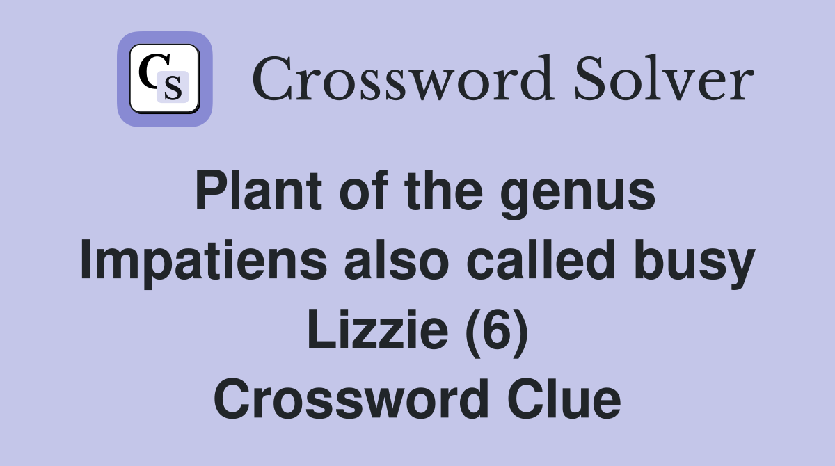 Plant of the genus Impatiens also called busy Lizzie (6) Crossword Clue
