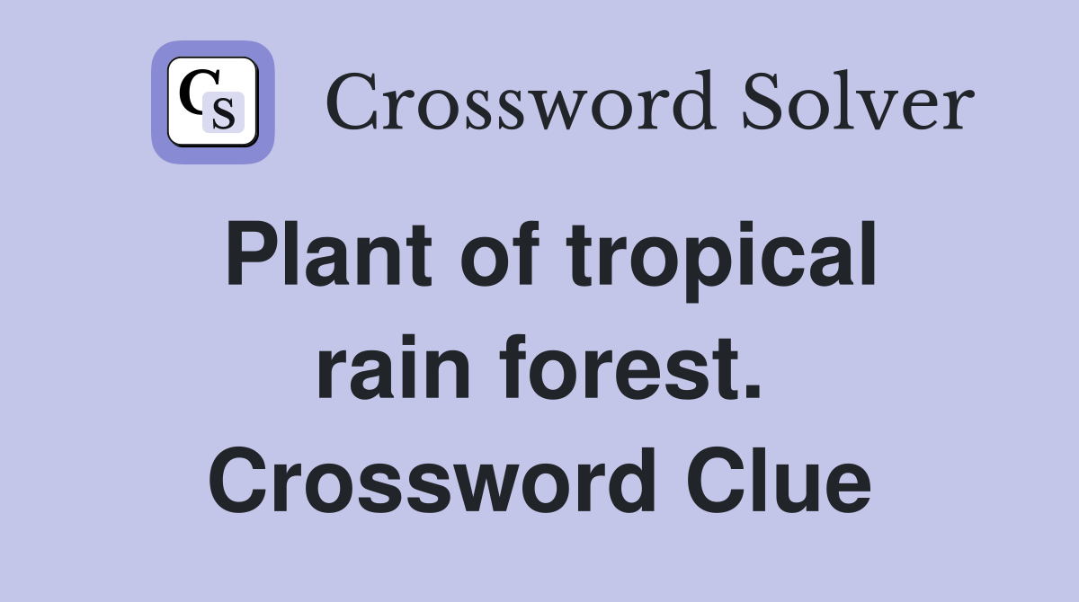 Plant of tropical rain forest. Crossword Clue