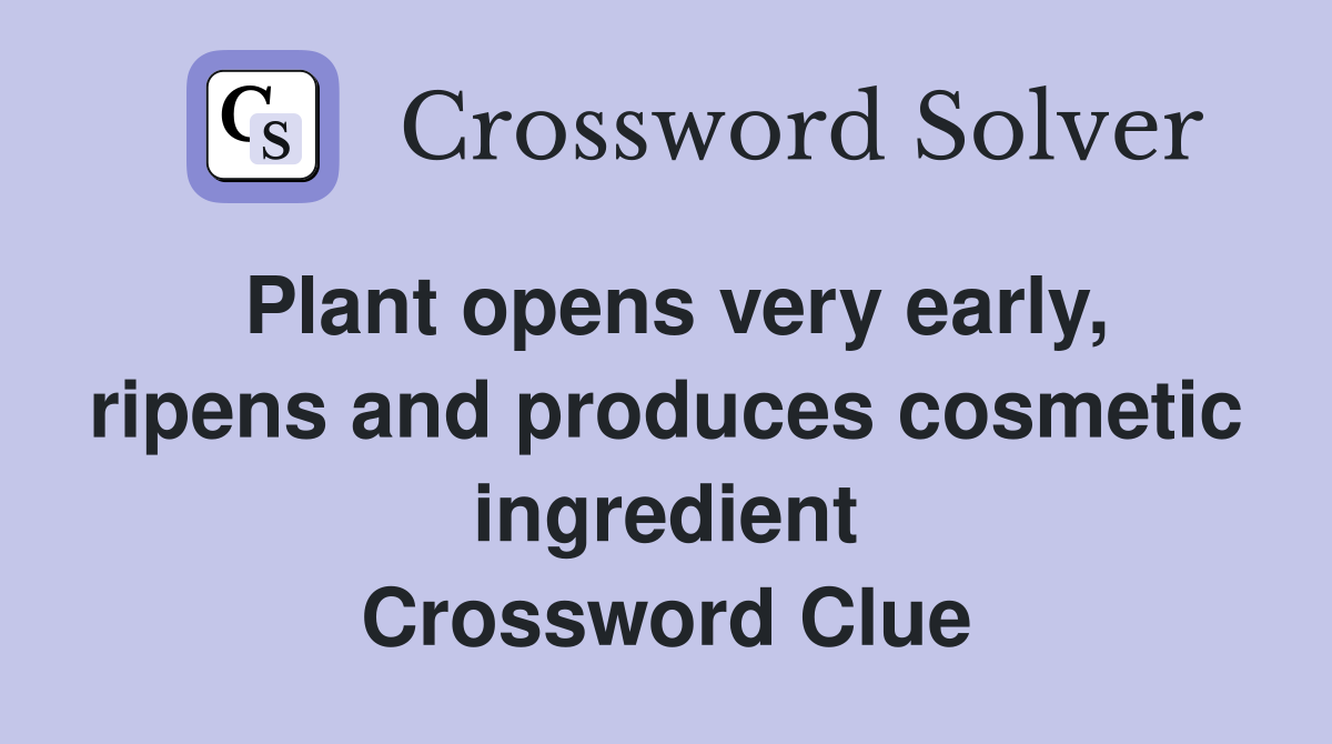 Plant opens very early, ripens and produces cosmetic ingredient Crossword Clue
