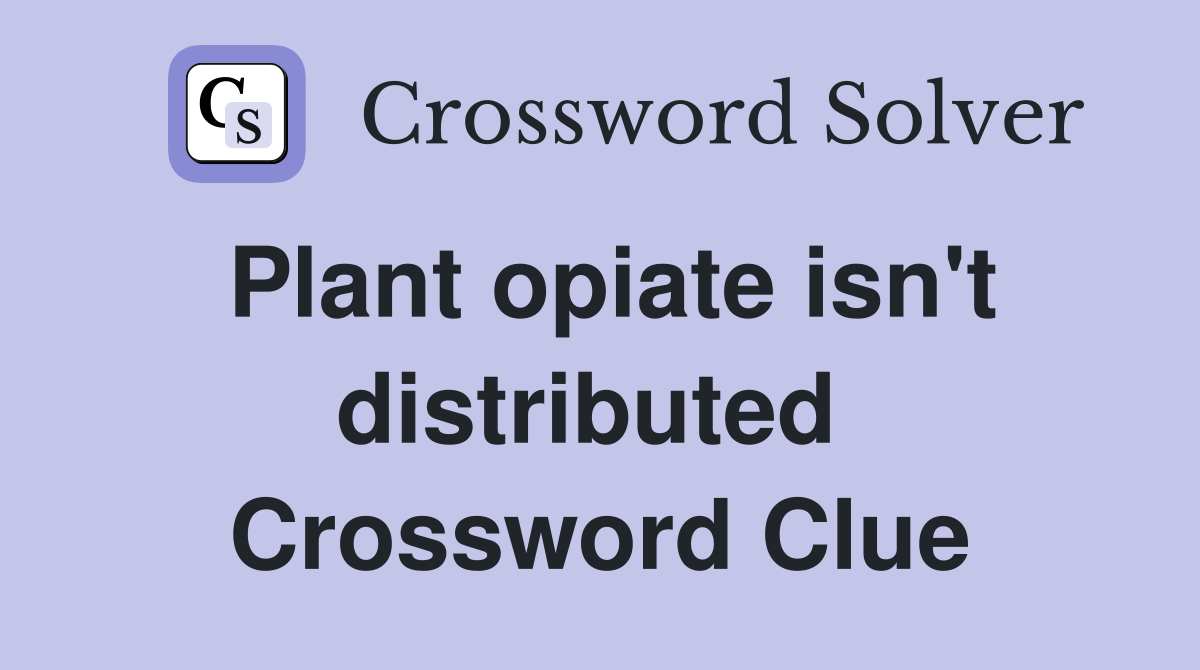 Plant opiate isn't distributed  Crossword Clue