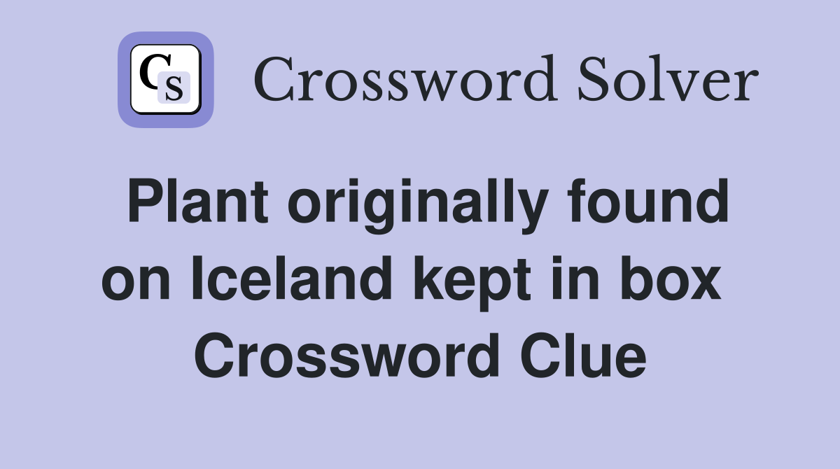 Plant originally found on Iceland kept in box  Crossword Clue