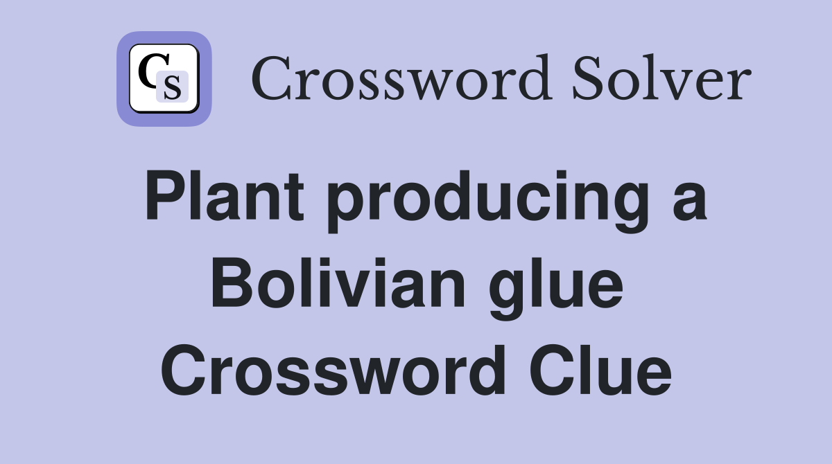 Plant producing a Bolivian glue Crossword Clue