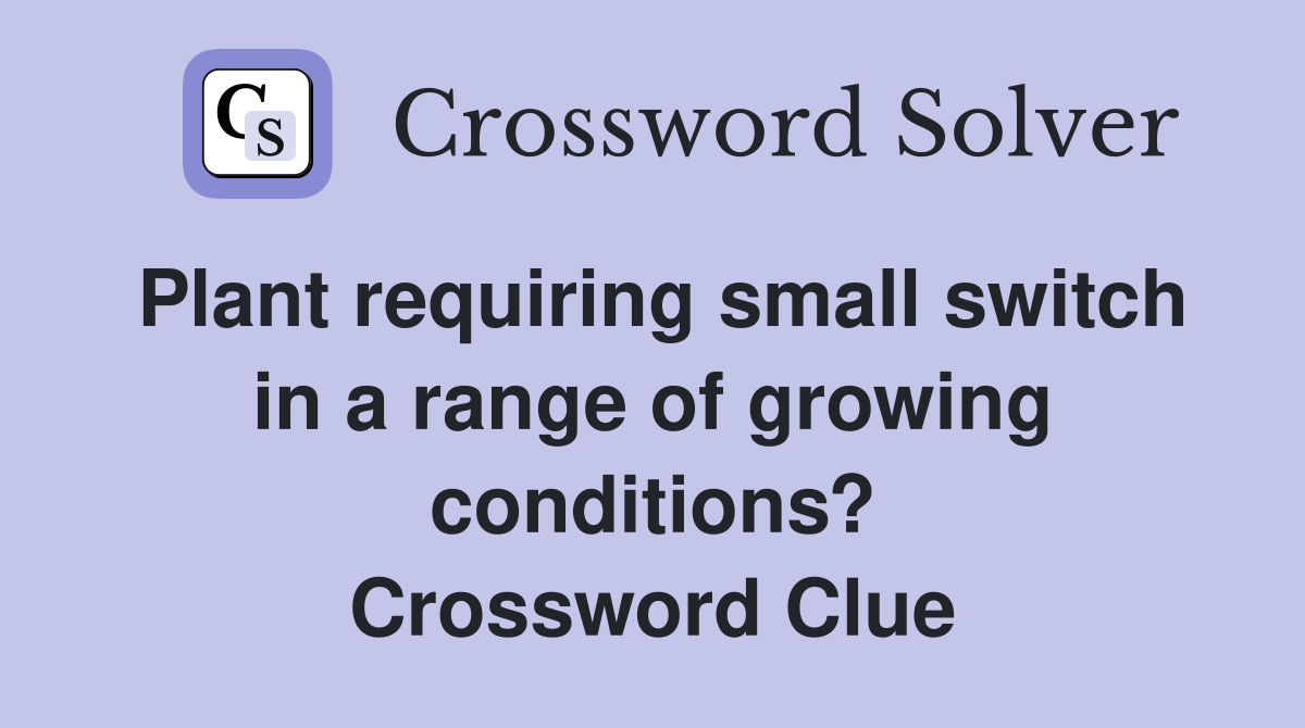 Plant requiring small switch in a range of growing conditions? Crossword Clue