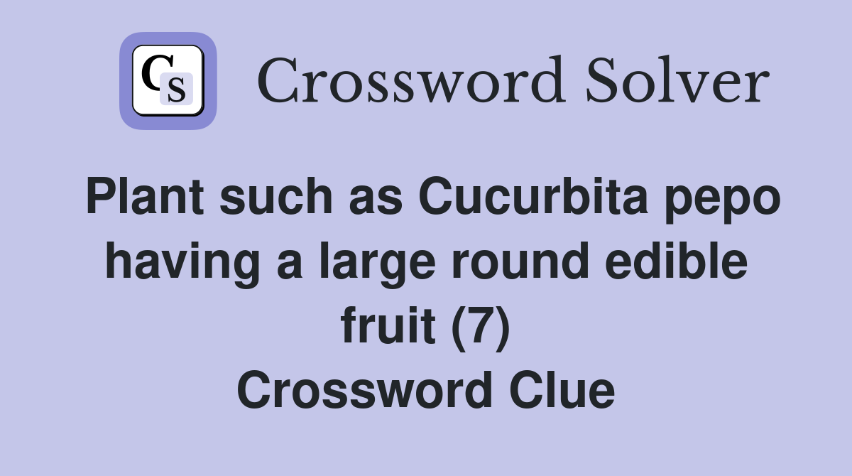 Plant such as Cucurbita pepo having a large round edible fruit (7) Crossword Clue