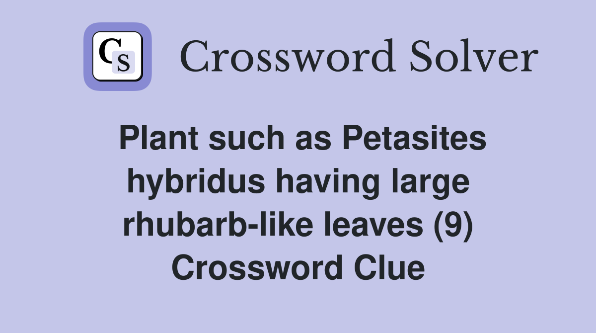 Plant such as Petasites hybridus having large rhubarb-like leaves (9) Crossword Clue