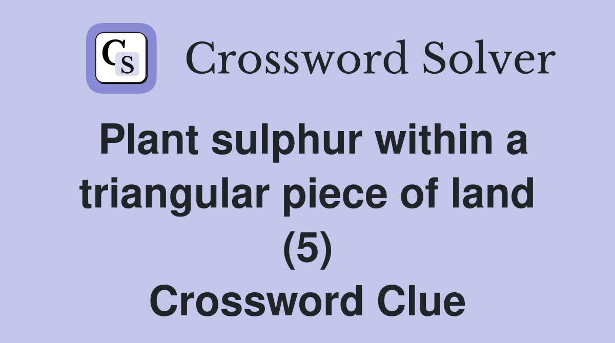 Plant sulphur within a triangular piece of land (5) Crossword Clue