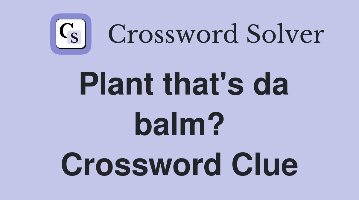 Plant that's da balm? Crossword Clue