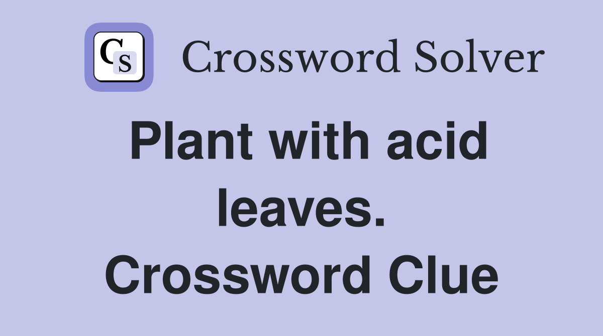 Plant with acid leaves. Crossword Clue