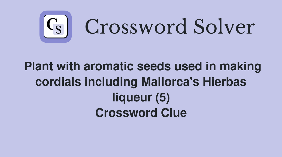 Plant with aromatic seeds used in making cordials including Mallorca's Hierbas liqueur (5) Crossword Clue