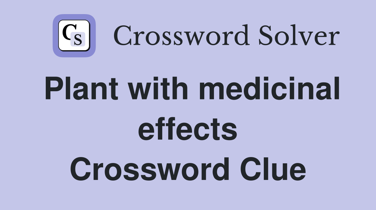 Plant with medicinal effects Crossword Clue