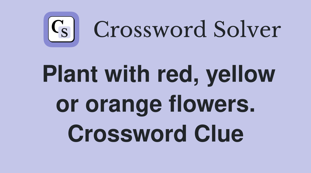 Plant with red, yellow or orange flowers. Crossword Clue