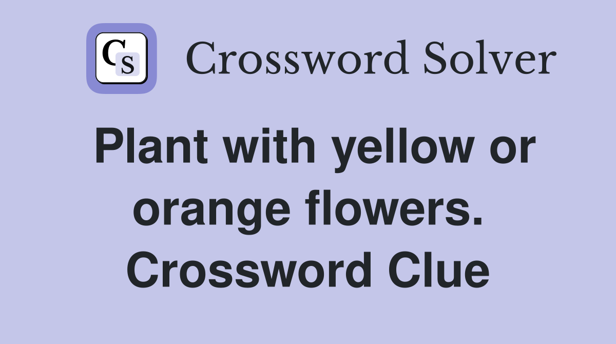 Plant with yellow or orange flowers. Crossword Clue