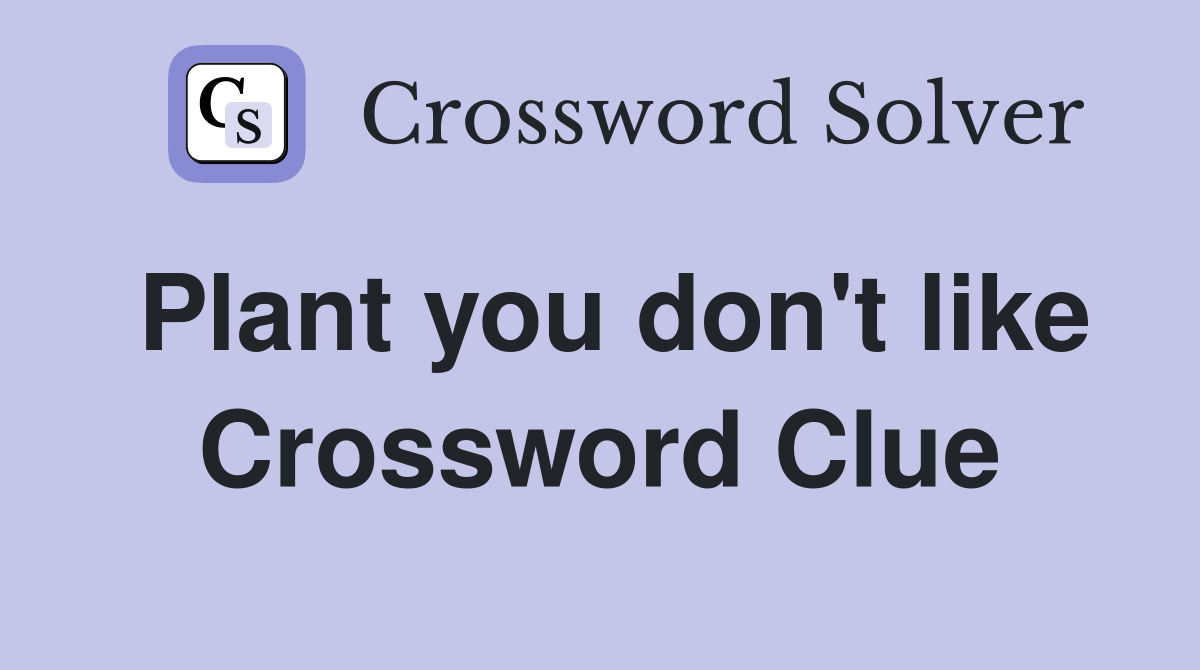 Plant you don't like Crossword Clue
