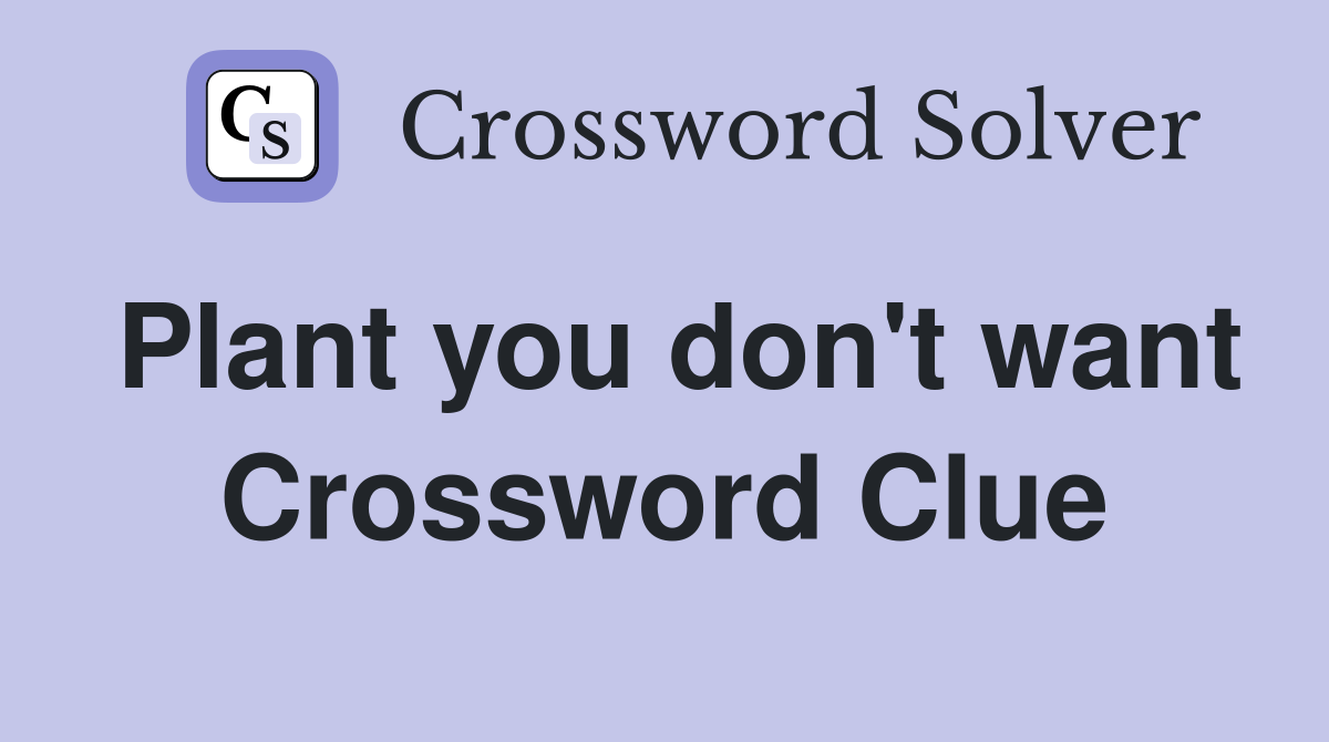 Plant you don't want Crossword Clue