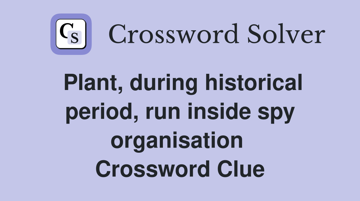Plant, during historical period, run inside spy organisation  Crossword Clue