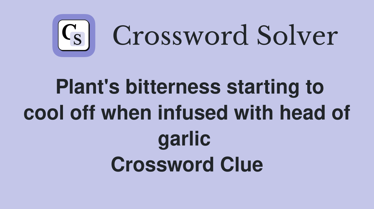 Plant's bitterness starting to cool off when infused with head of garlic  Crossword Clue