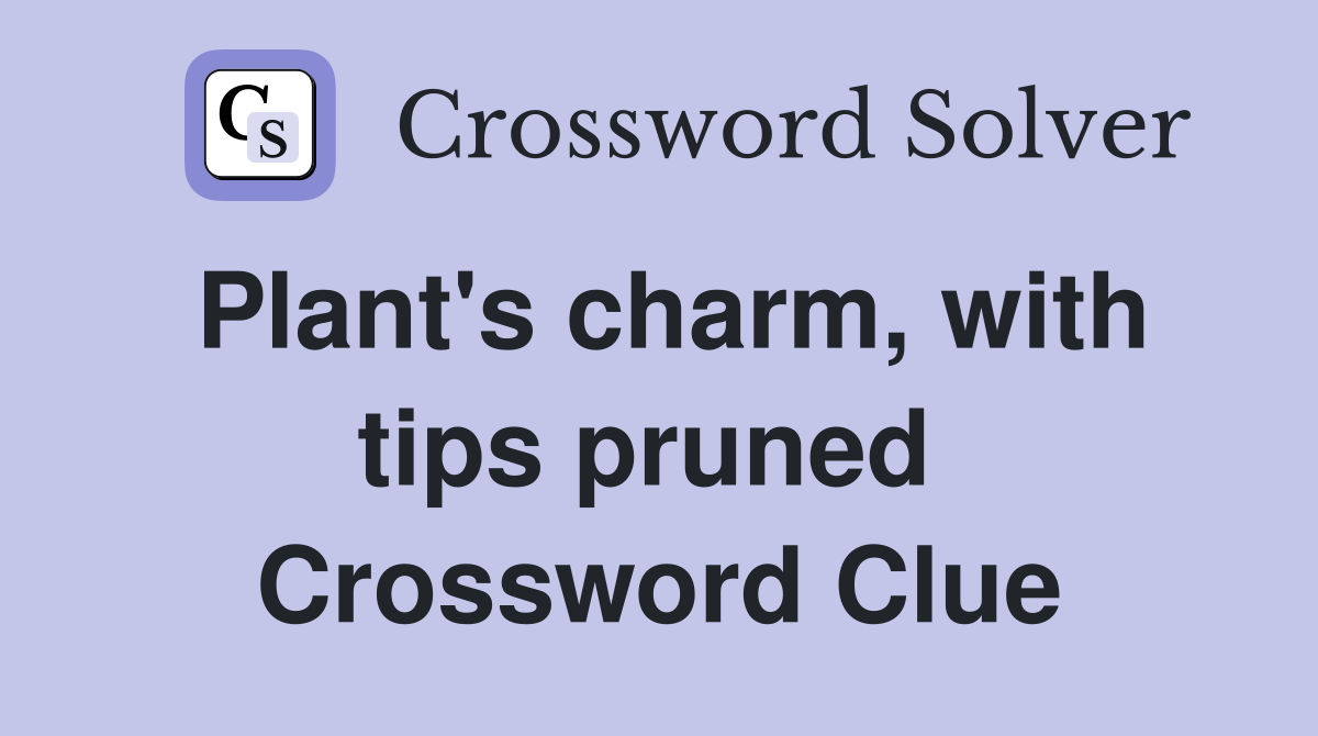 Plant's charm, with tips pruned  Crossword Clue