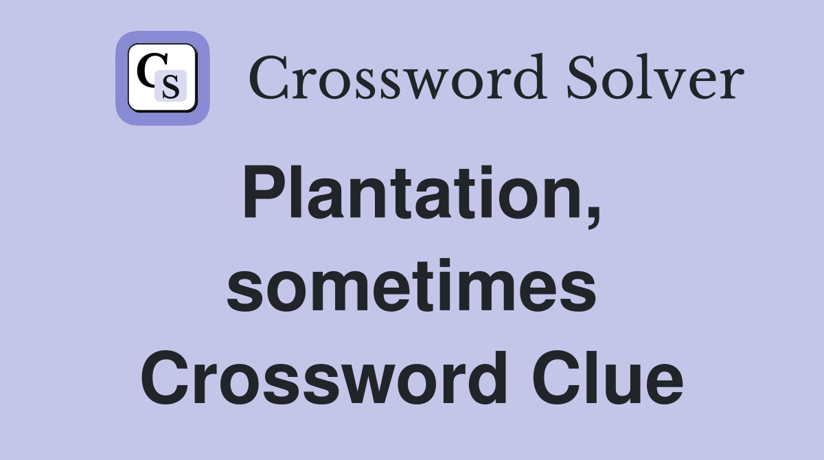 Plantation, sometimes Crossword Clue