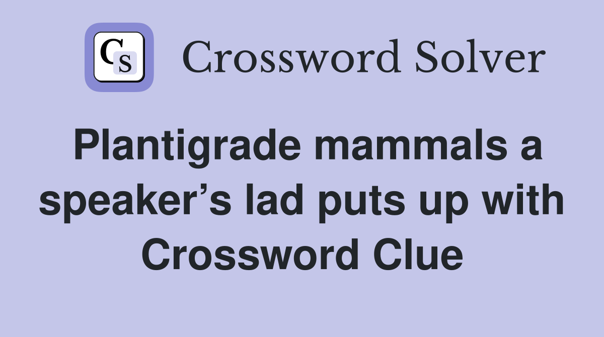 Plantigrade mammals a speaker’s lad puts up with Crossword Clue